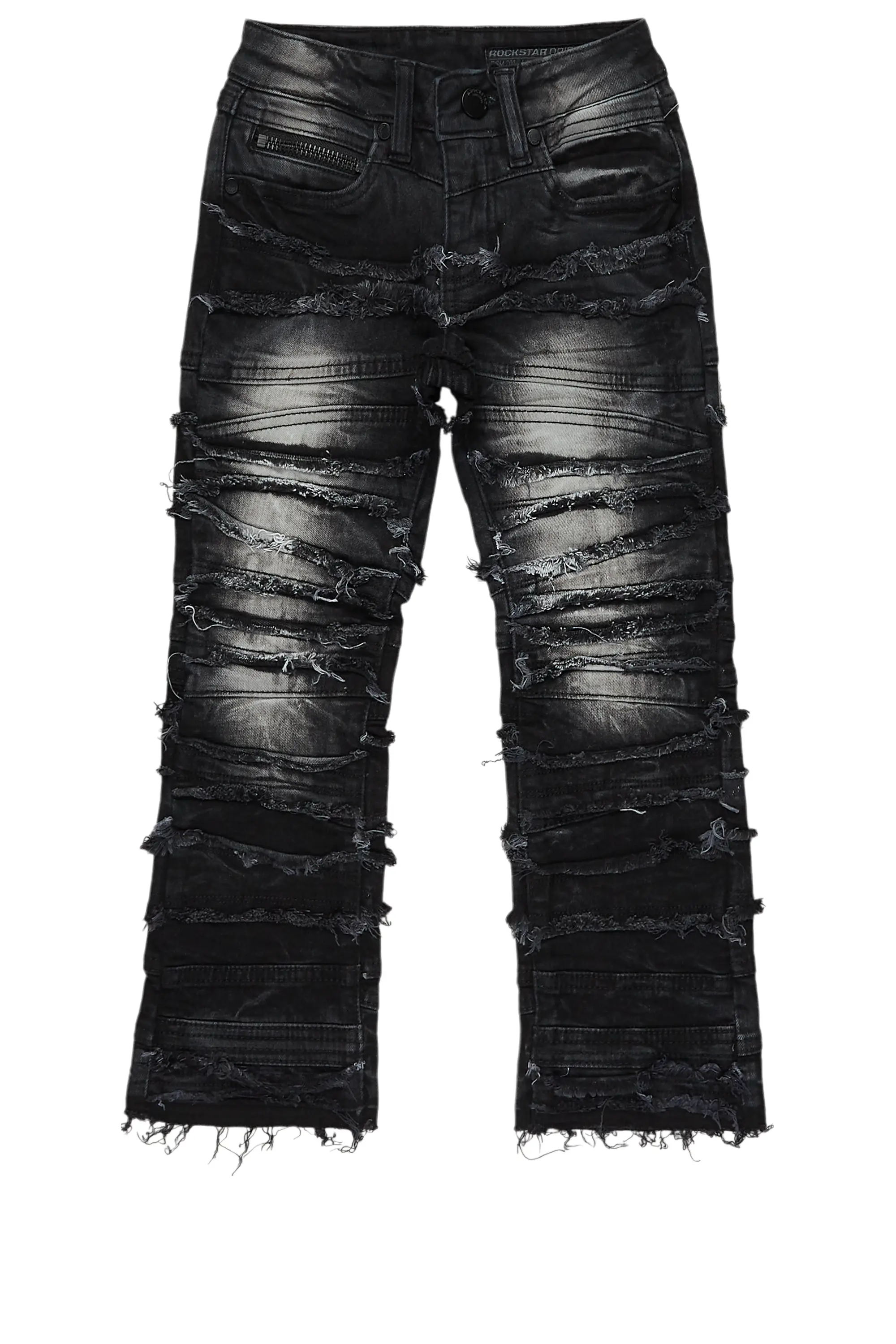 Boys Franko Black Stack Flare Jean Trendy Men's Oversized