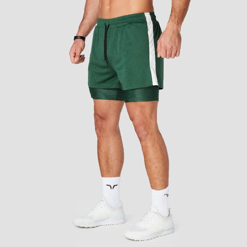 Hybrid Performance 2-in-1 Shorts - Green Trendy Men's Scandinavian