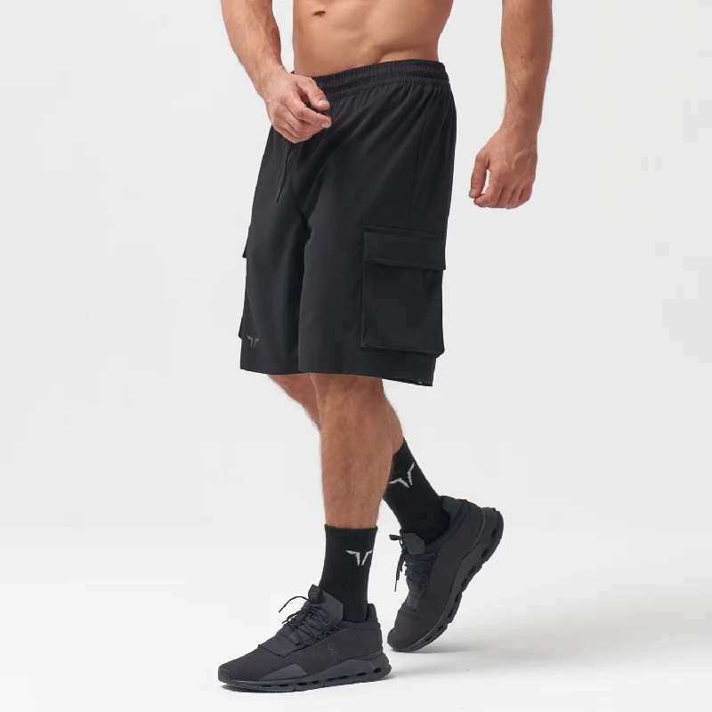 Code 2-in-1 Knee-length Cargo Shorts - Black Sporty Men's Tennis