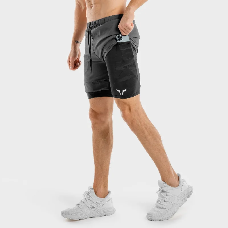 Limitless 2-in-1 Shorts - Charcoal And Black Monochromatic All