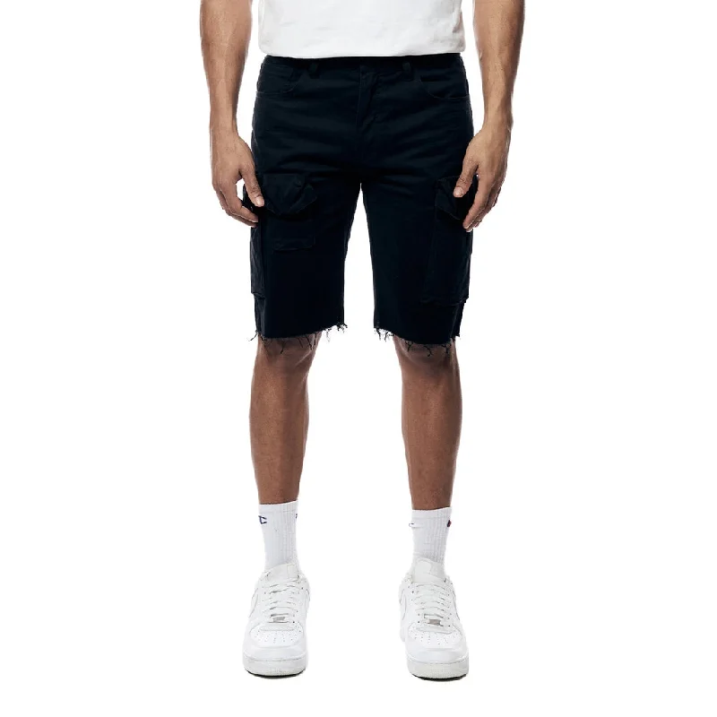 11" Slim Garment Washed Twill Cargo Shorts - Black Athletic Men's Compression