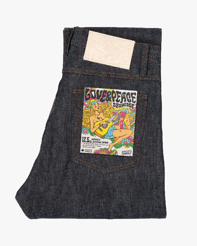 Naked & Famous Denim True Guy Regular Straight Mens Jeans - Love & Peace Selvedge Street