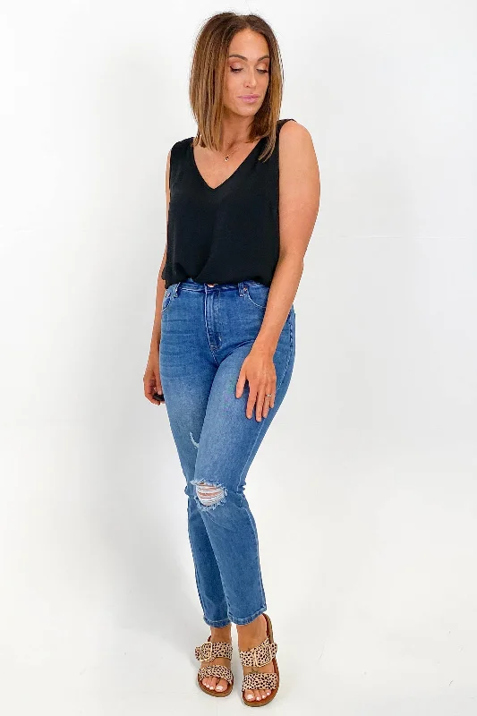 Wakee Mollie Ripped Jean Dark Blue Monochromatic All