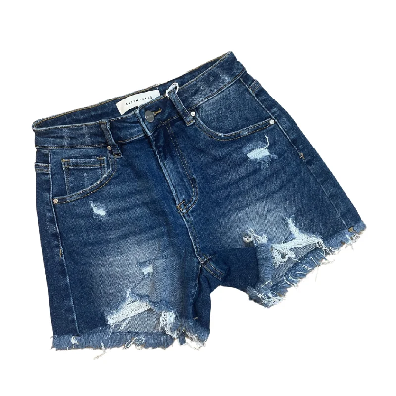 Ava High Rise Denim Shorts- Dark Wash Artistic Men's Hand