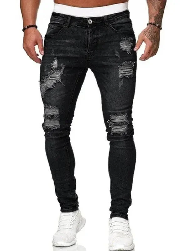 Men Distressed Skinny Jeans Elegant Men's Cashmere