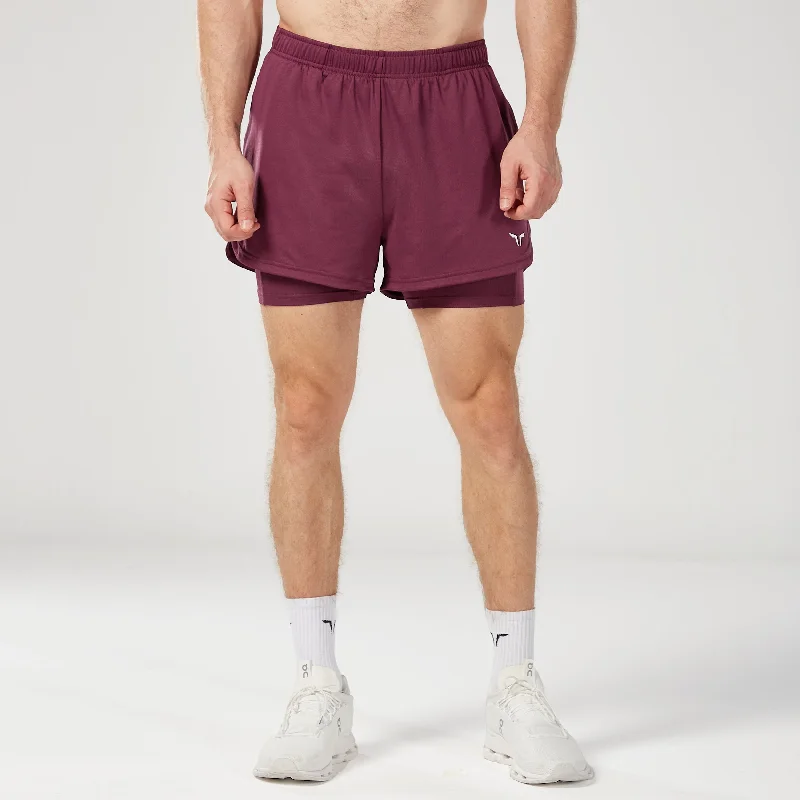 Core Mesh 2-in-1 5" Shorts 2.0 - Burgundy Relaxed Men's Australian 