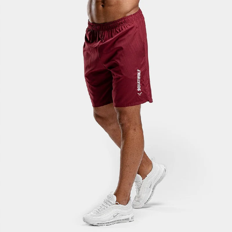 Warrior Shorts - Knee Length - Maroon Masculine Men's Thick