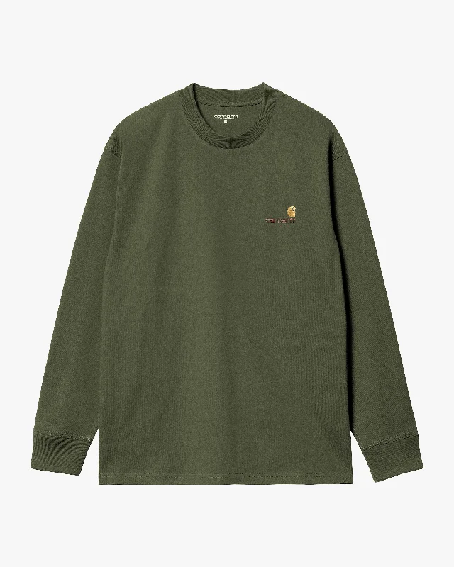 Carhartt WIP L/S American Script Tee - Tarragon Cozy Men's Sherpa