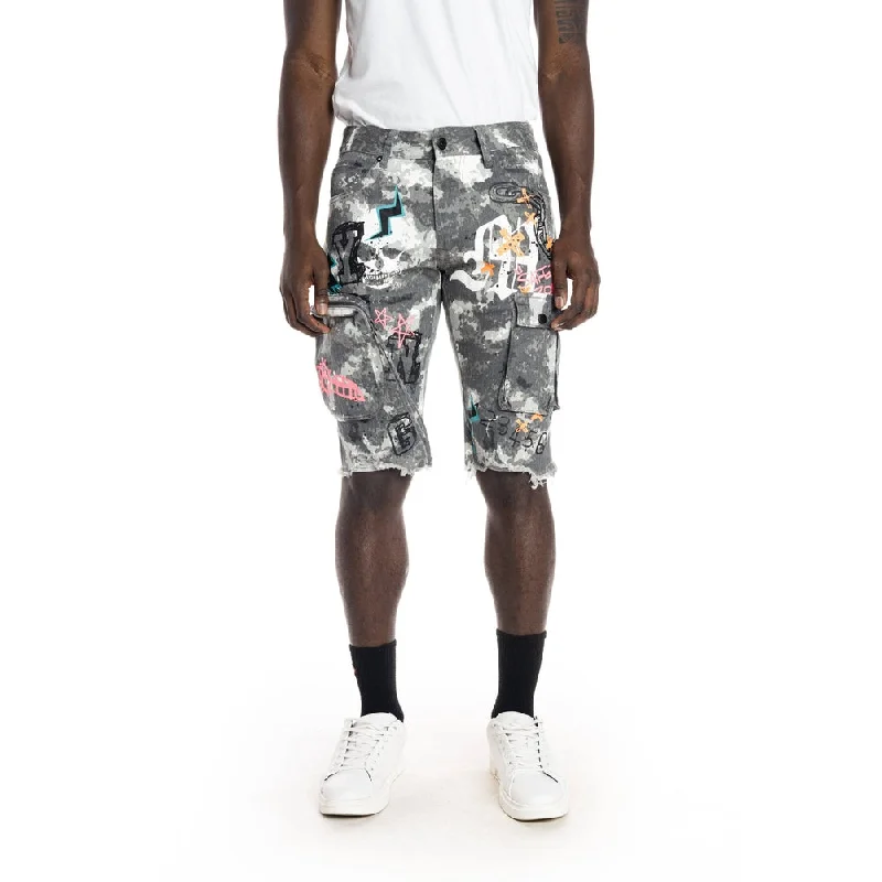 11" Slim Printed Fashion Twill Cargo Shorts - Steel Camo Practical Men's Multi