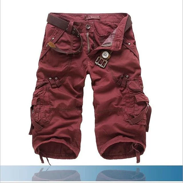 Men's Red Plus Size Brand Summer Loose Cargo Shorts on Clearance Confident Men's High