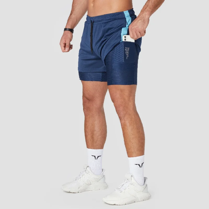 Hybrid Performance 2-in-1 Shorts - Navy British Gentleman Style