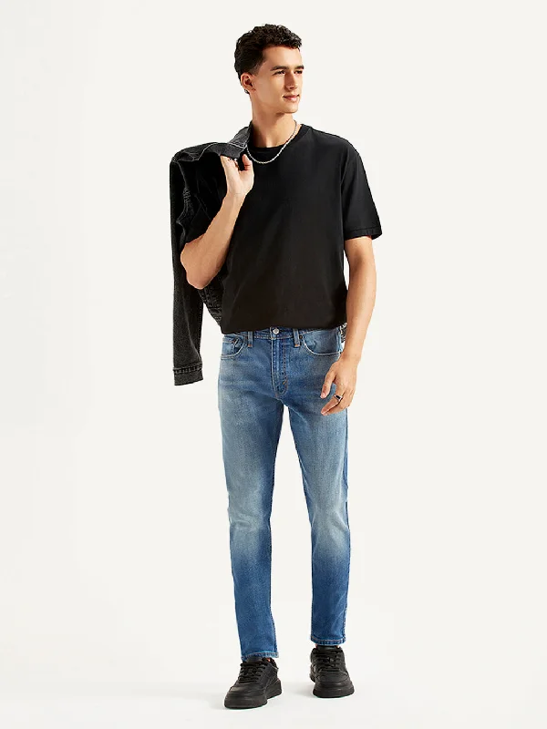 Men's Skinny Tapered Blue Jeans Modern Men's Tech