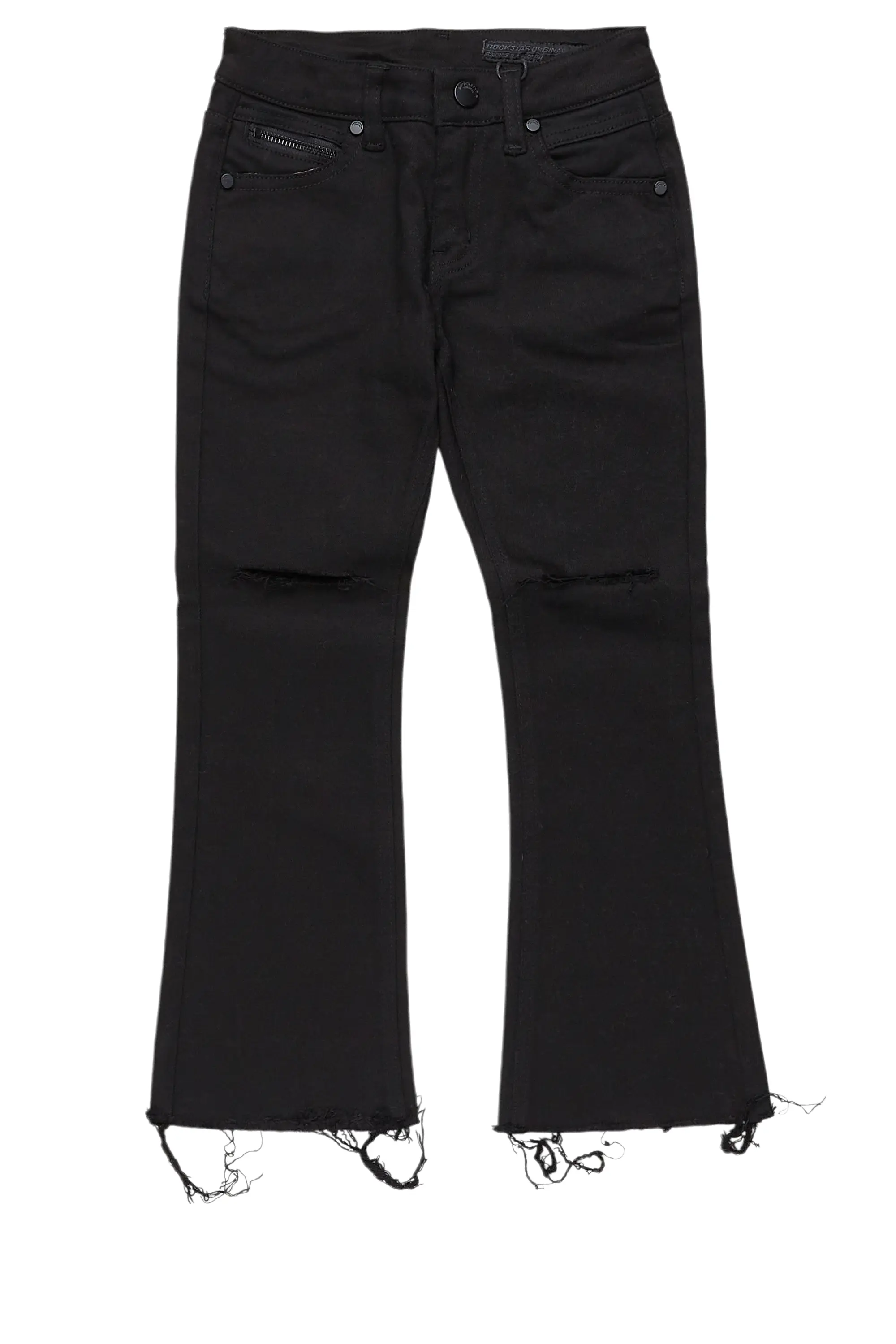 Boys Josiah Black Stacked Flare Jean Refined Men's Velvet