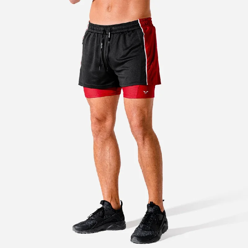 Hybrid 2-in-1 Gym Shorts - Onyx Sleek Men's Contemporary 