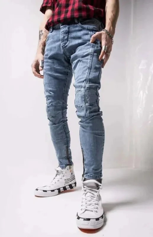 Ankle Zipper Streetstyle Jeans Stylish Men's Neon