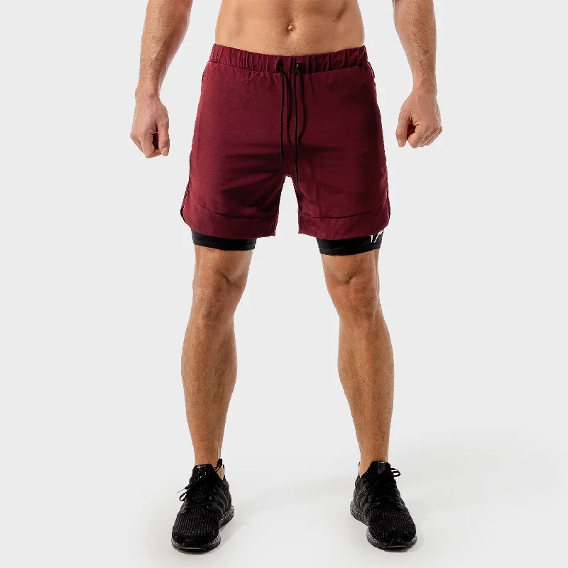 LIMITLESS 2-IN-1 SHORTS - MAROON Earthy Men's Sustainable 