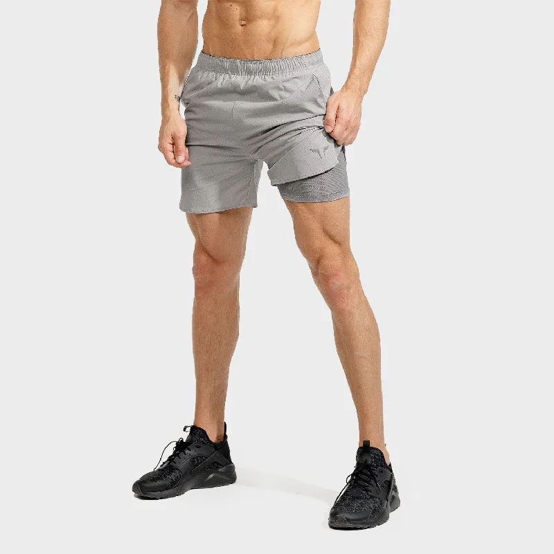 2-in-1 Dry Tech Shorts 2.0 - Grey Earthy Men's Hemp