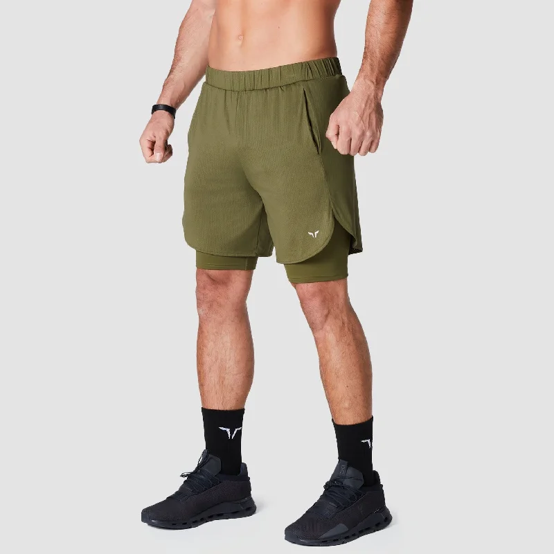 Core Mesh 2-in-1 Shorts - Khaki Bold Men's Animal