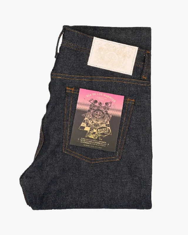 Naked & Famous Denim Weird Guy Regular Tapered Mens Jeans - Dia De Los Muertos Selvedge Modern Men's Tech